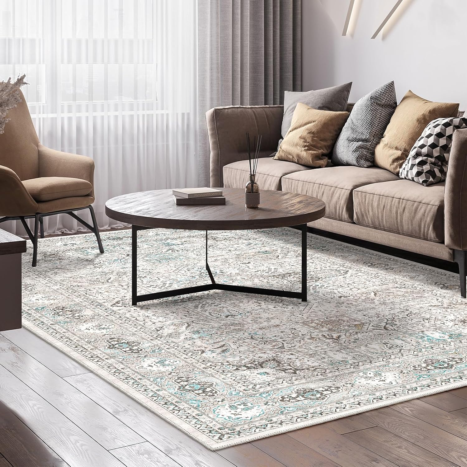 8x10 Extra Large Area Rug for Living Room, Modern Boho Style