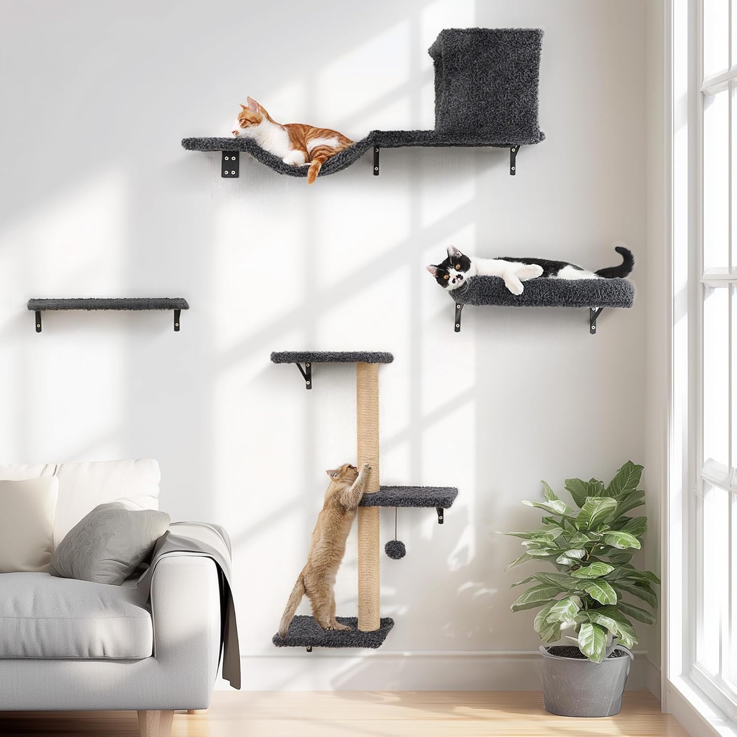FUKUMARU Cat Wall Shelves - Stable 4 in 1 Cat Furniture Set