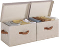 Fabric Storage Bins with Lid 2-Pack - Stackable Closet Organizers