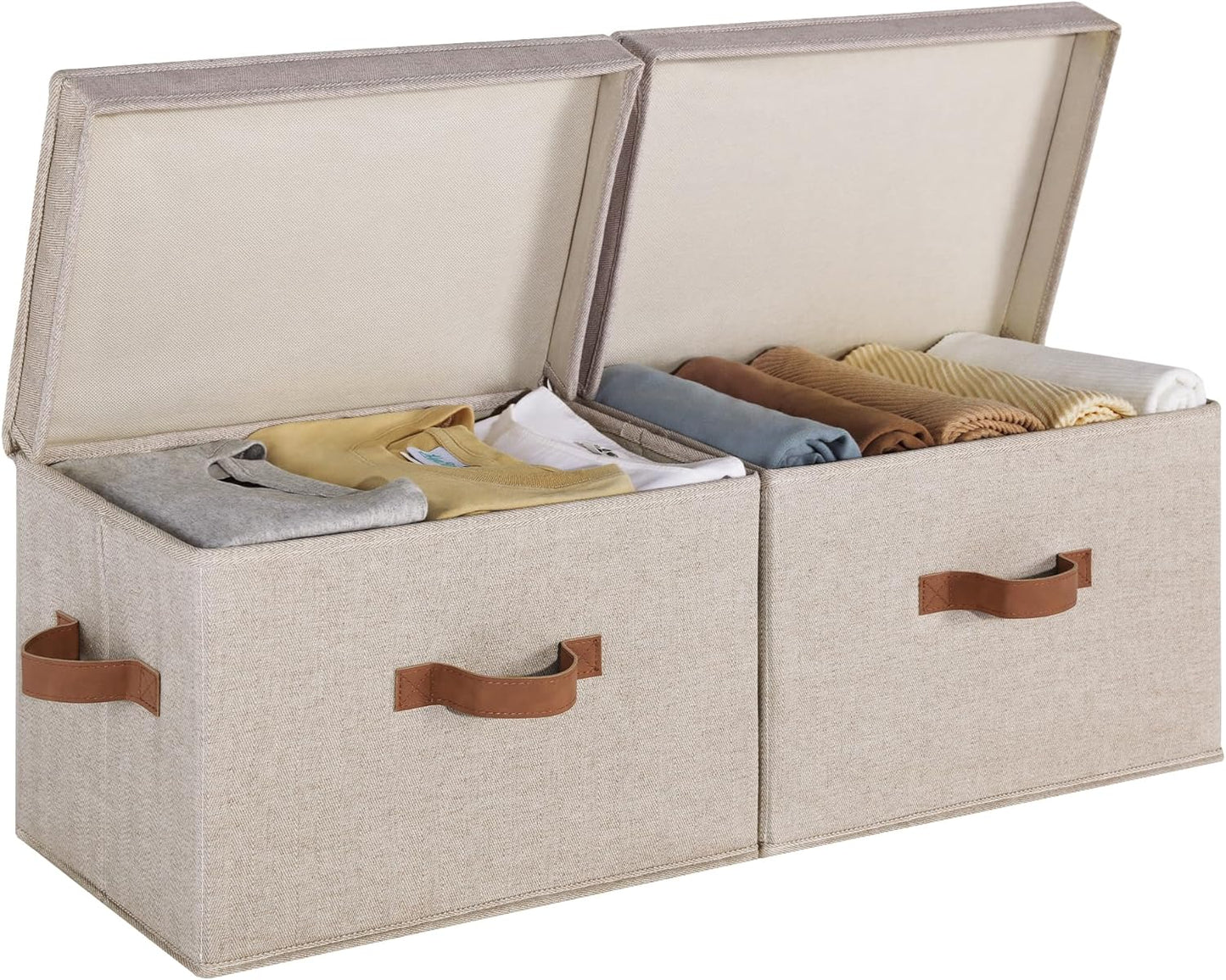 StorageWorks Fabric Storage Bins with Lid for Organized Spaces