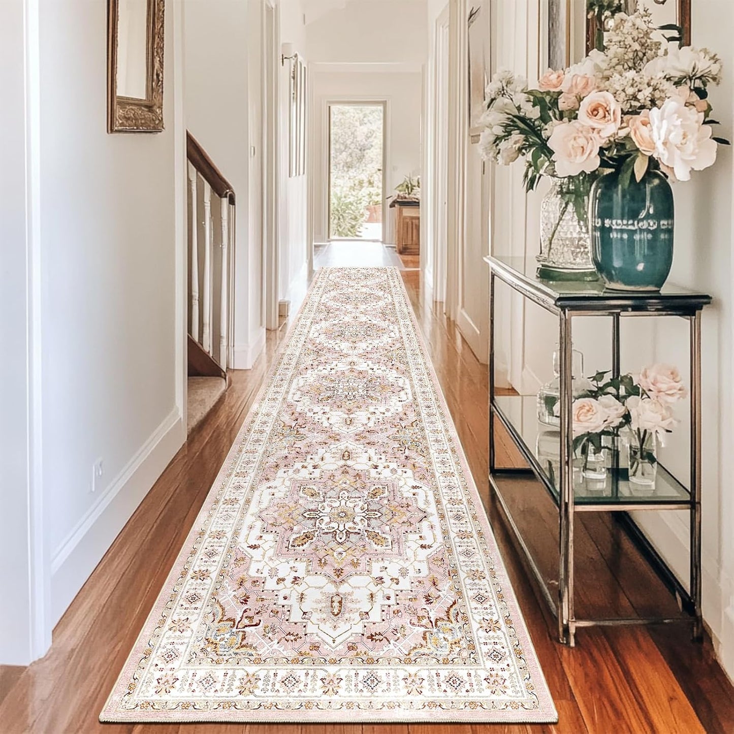Madane Hallway Runner Rug 2x12, Vintage Medallion Design