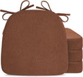 Chair Cushions for Dining Chairs Brown - Set of 4 D-Shaped Pads