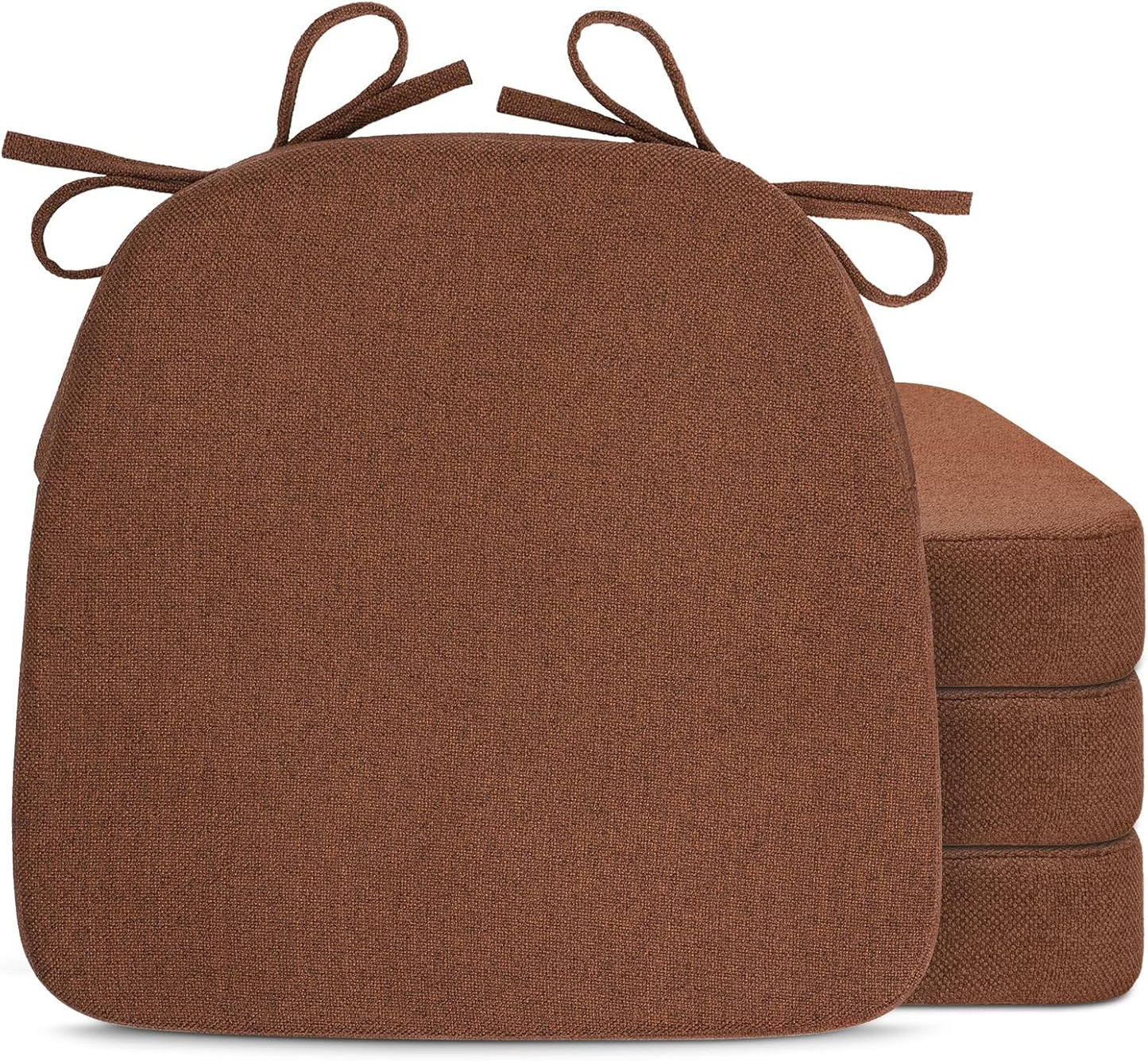 D-Shaped Chair Cushions for Dining Chairs, Set of 4, Brown