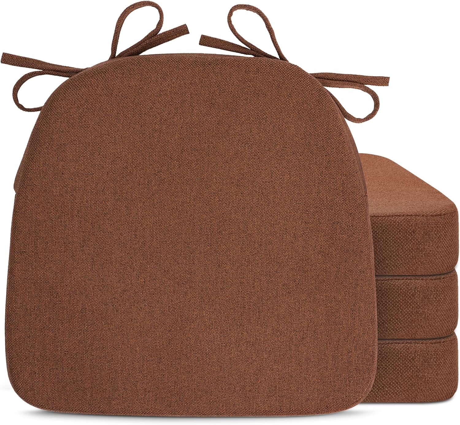 D-Shaped Chair Cushions for Dining Chairs, Set of 4, Brown