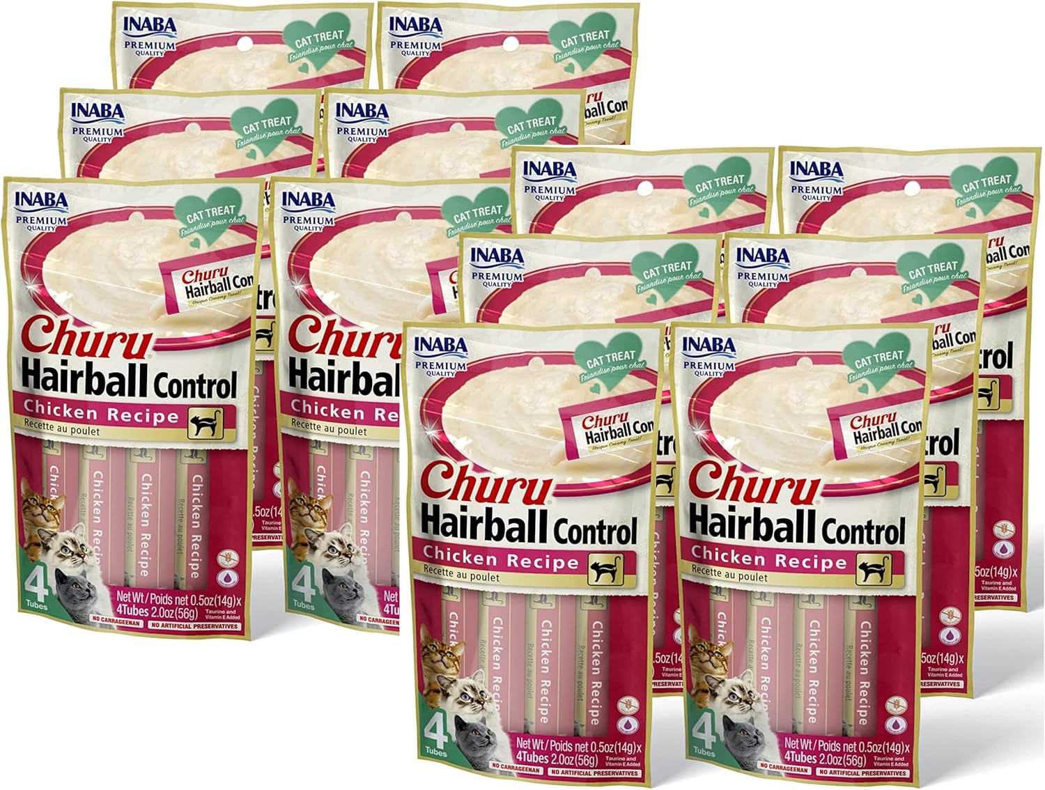 INABA Churu Cat Treats for Hairball Control with Taurine & E
