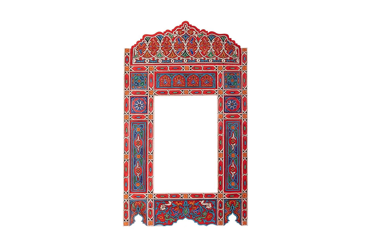 Moroccan Mirror - Large Rustic Arch Wooden Frame for Home Decor