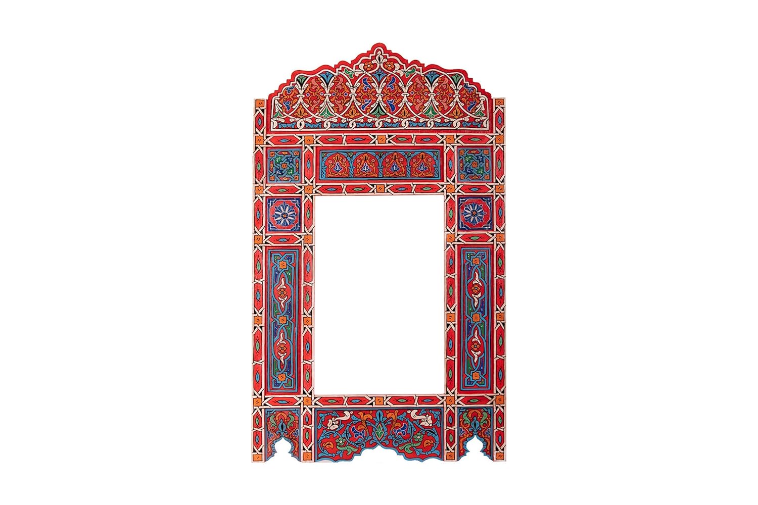 Moroccan Mirror - Large Rustic Arch Wooden Frame for Home Decor
