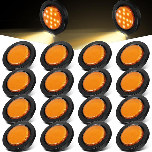 Retisee 16 Pcs 2.5 Round Clearance Lights for Trucks and RVs