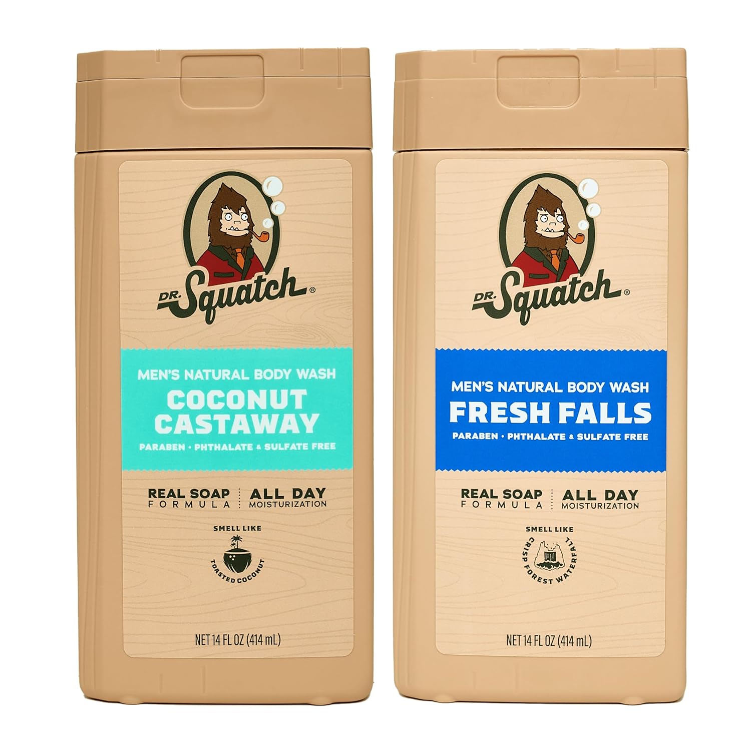 Fresh Falls + Coconut Castaway 2 Pack - Dr. Squatch Men's Body Wash