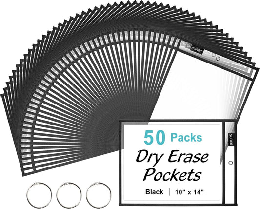 Oversized Reusable Dry Erase Pocket Sleeves for Classroom Use