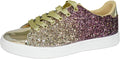 LUCKY STEP Glitter Sneakers Lace up - Sparkly Fashion Sneakers
