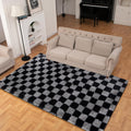 Super Soft Rug for Bedroom 8x10 Ft Grey and Black - Plush Checkered