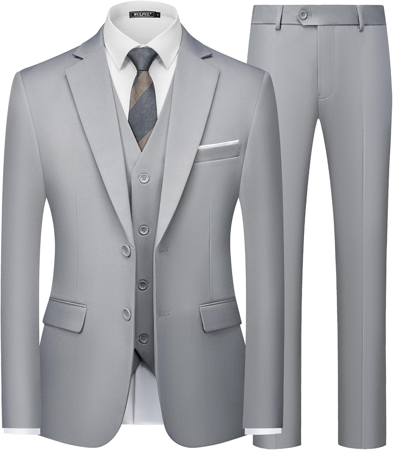 WULFUL Men's Slim Fit 3 Piece Suit Set for Weddings & Parties