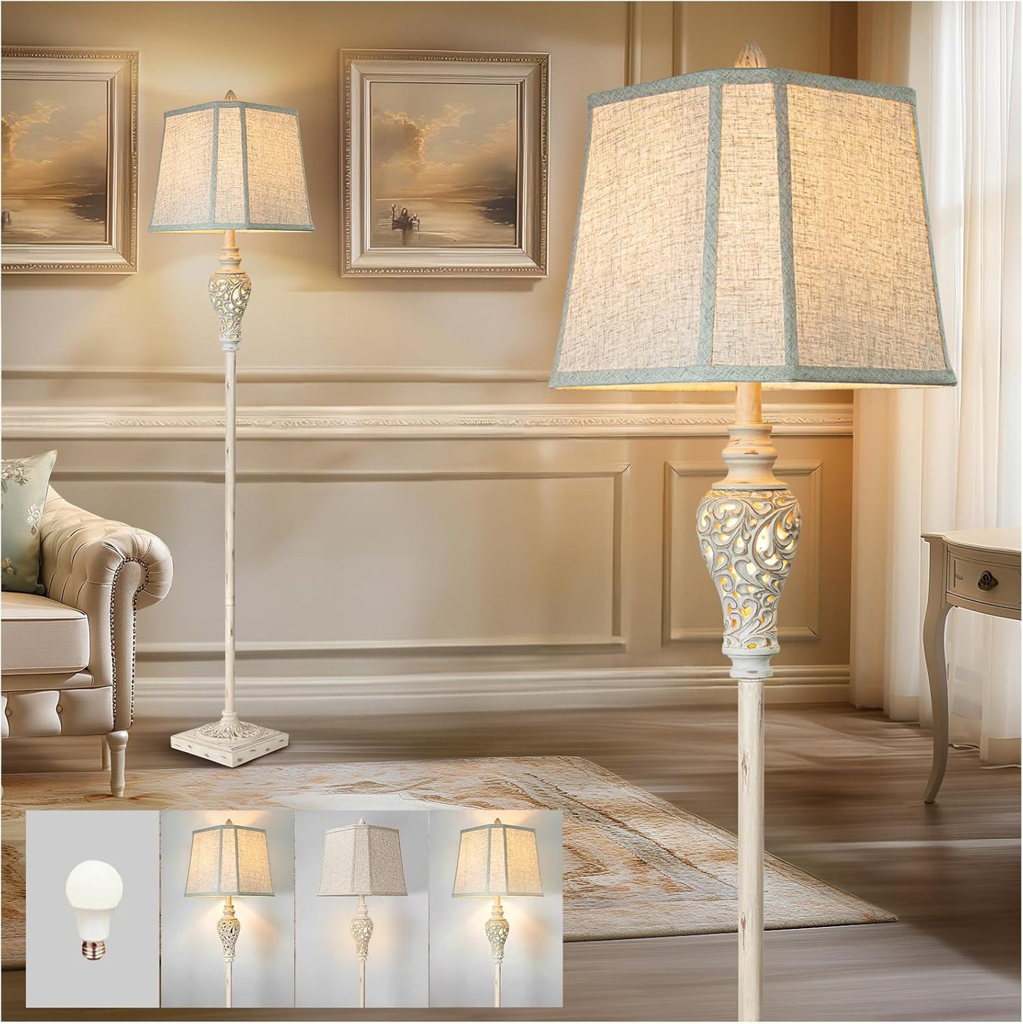 Rustic Floor Lamp 65ft' Tall with Nightlight for Any Room