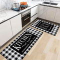 Black and White Buffalo Plaid Kitchen Rugs Set of 2 - Cushioned
