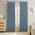 Dusty Blue Pleat Wide Drapes for Sliding Glass Door 60W x 105L