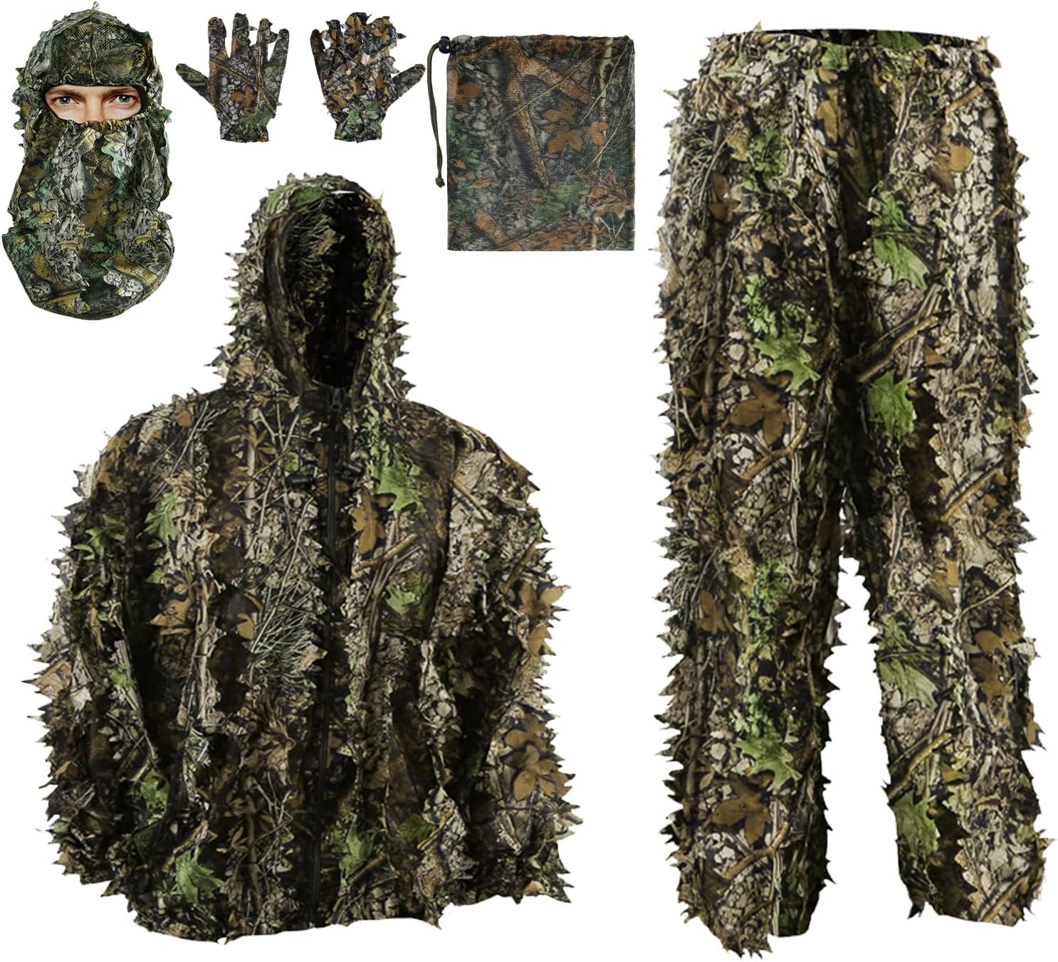 PELLOR Outdoor Camo Ghillie Suits for Stealthy Hunting Fun