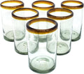 Amber Rim 14 oz Drinking Glasses Set of 6 for Elegant Dining