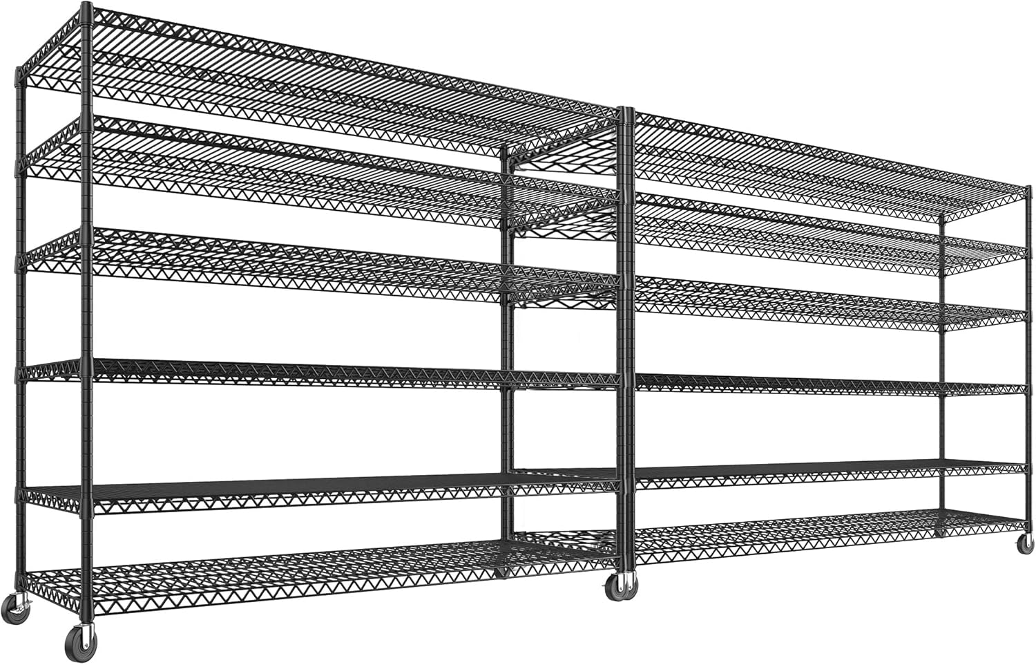 REIBII 60ft'W X 82.6ft'H Heavy Duty Wire Shelving Unit with Wheels