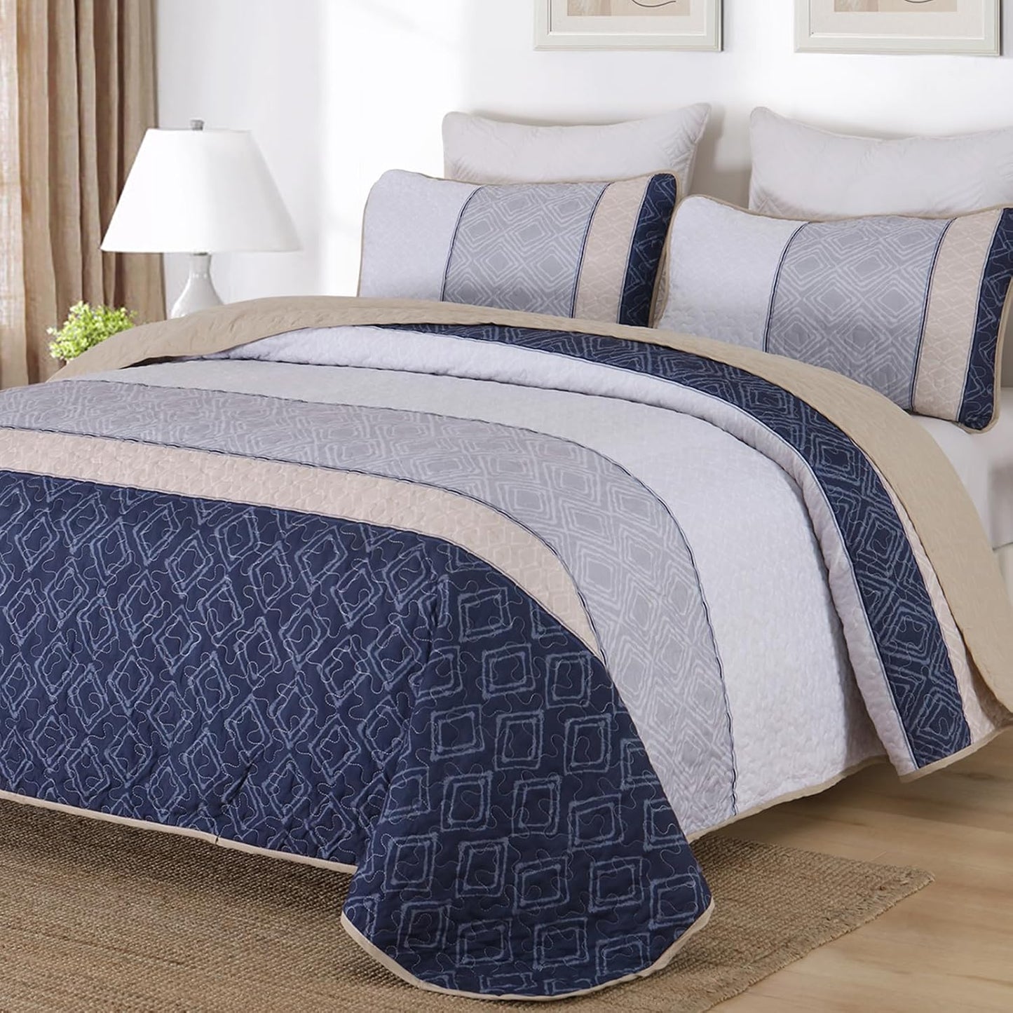 Cottolester Boho Quilt Set Queen Size for All Seasons