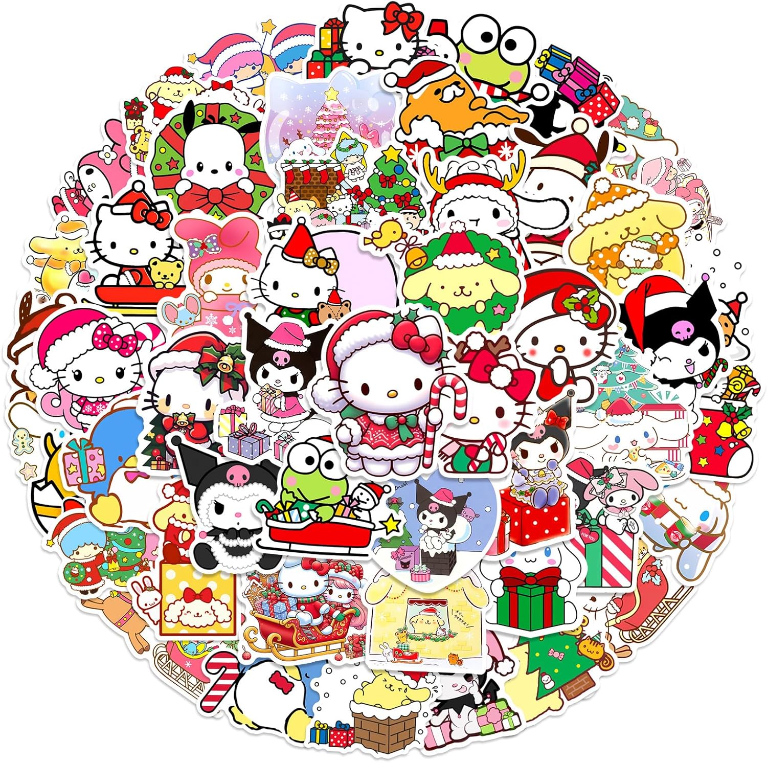 Kawaii Sanrio Christmas Stickers - Adorable Waterproof Decals for Kids & Teens!