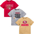 Unisex Baby NFL 3 Pack Team Fan Tee Shirt - 3-Pack Soft Tees