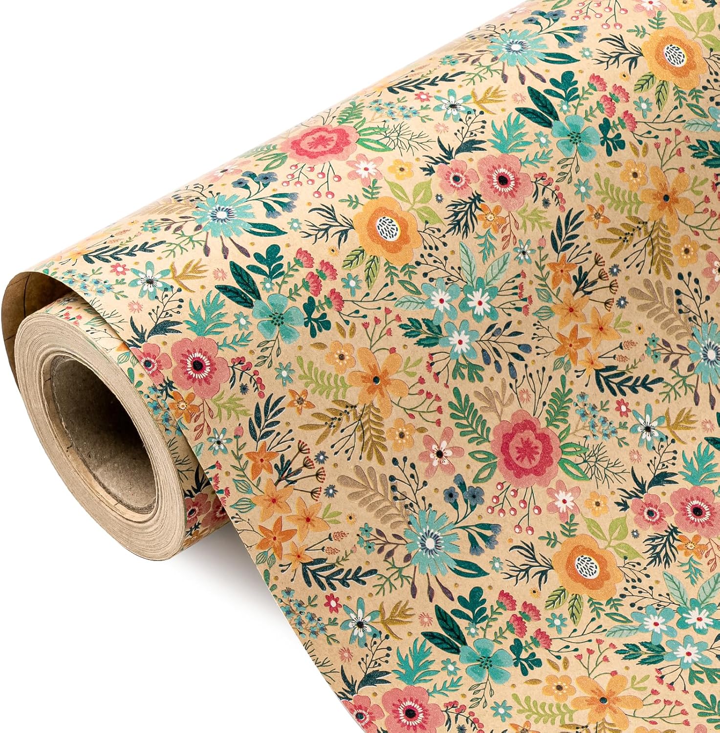 30 Inch Jumbo Kraft Floral Wrapping Paper Roll for All Occasions