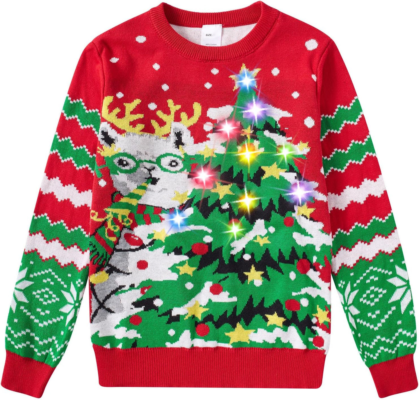 Cutemile Kids Ugly Christmas Sweaters with LED Light-Up Design