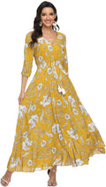 Women's Floral Maxi Dress with Sleeves - Flowy Boho Beach Dress part