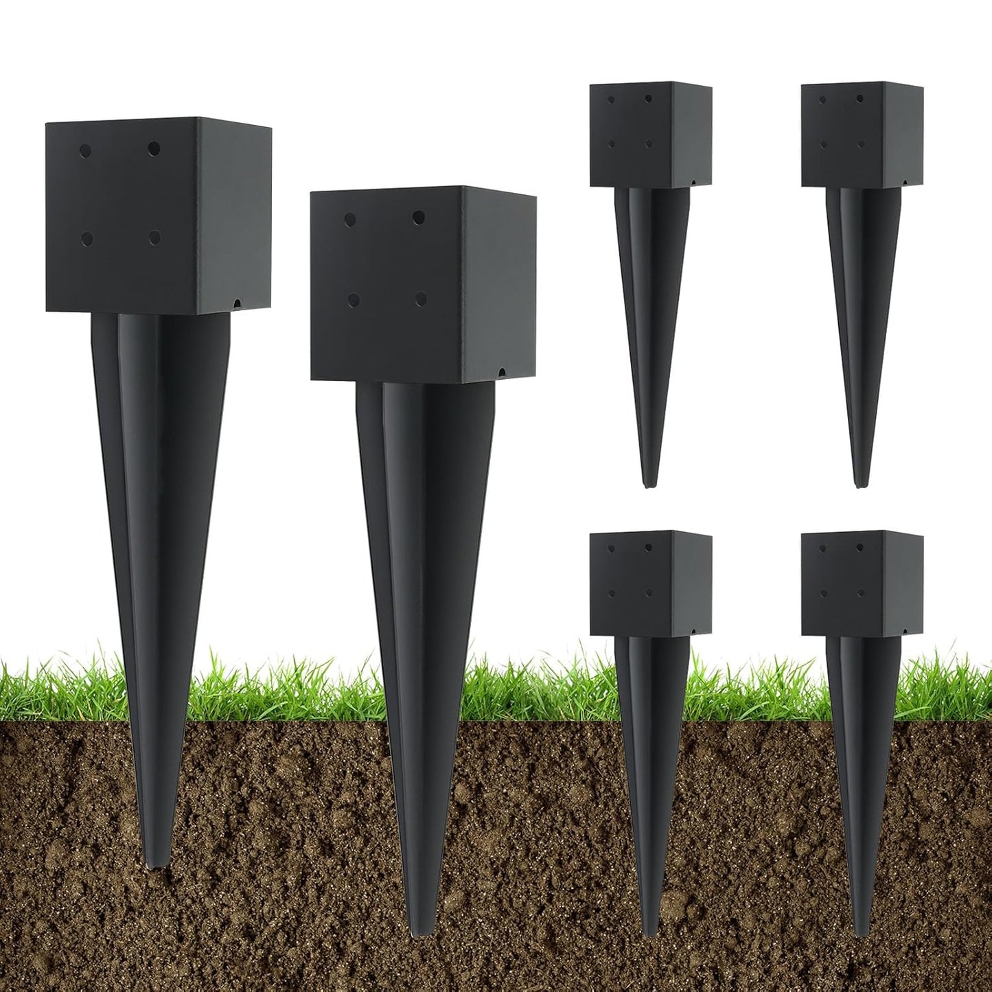 6 Pcs 4x4 Fence Post Anchor Ground Spike for Heavy Duty Use