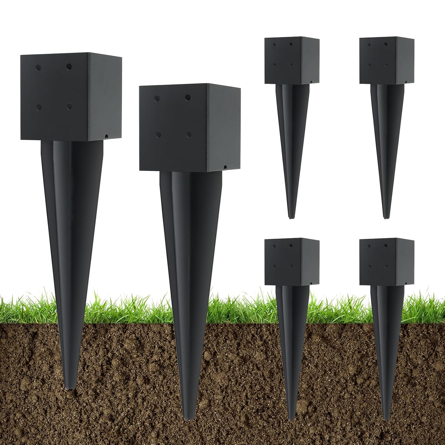 6 Pcs 4x4 Fence Post Anchor Ground Spike for Heavy Duty Use