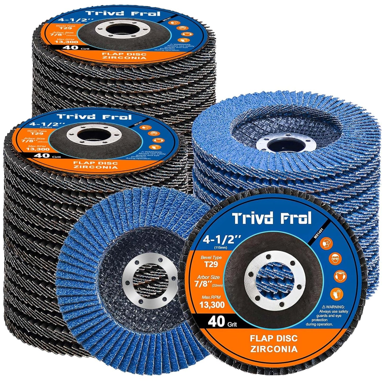 Flap Discs 4 1/2 for Angle Grinder - 40 Grit T29 Grinding Wheel