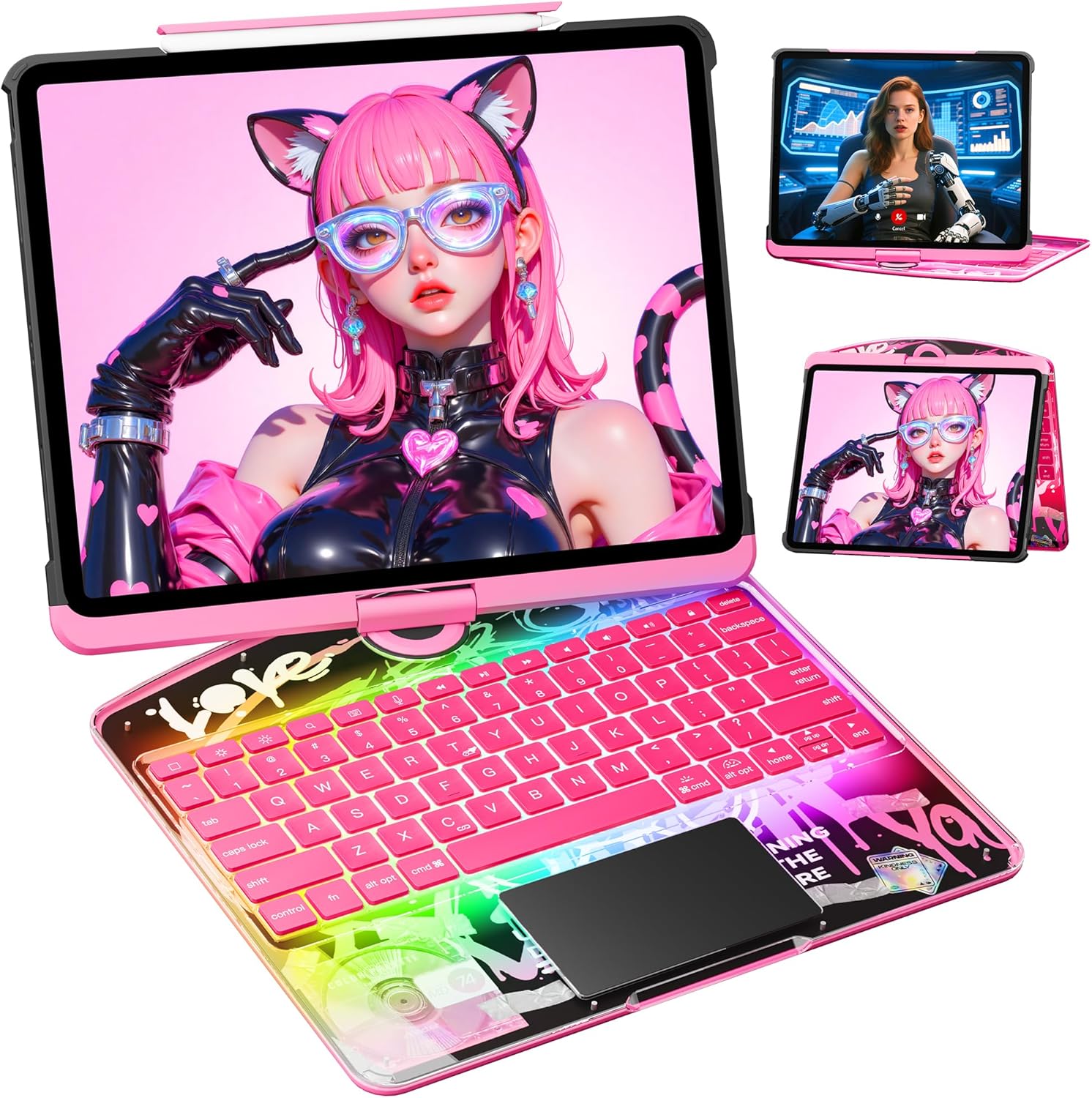 KITONE Transparent Case with Wireless Keyboard for iPad Air 13-in