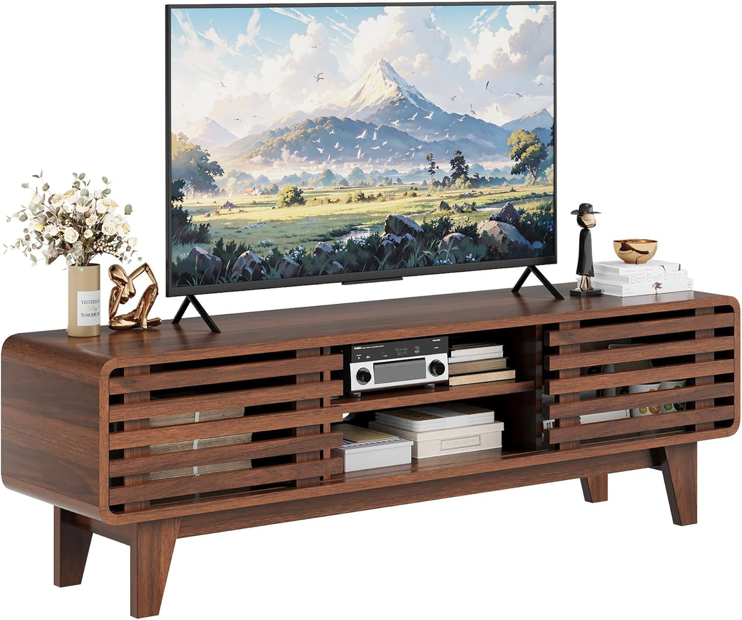 Stylish Walnut TV Stand with Storage