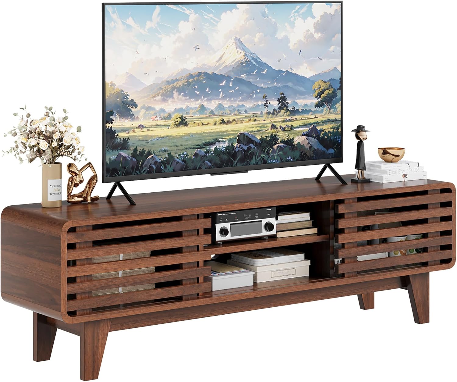 Stylish Walnut TV Stand with Storage