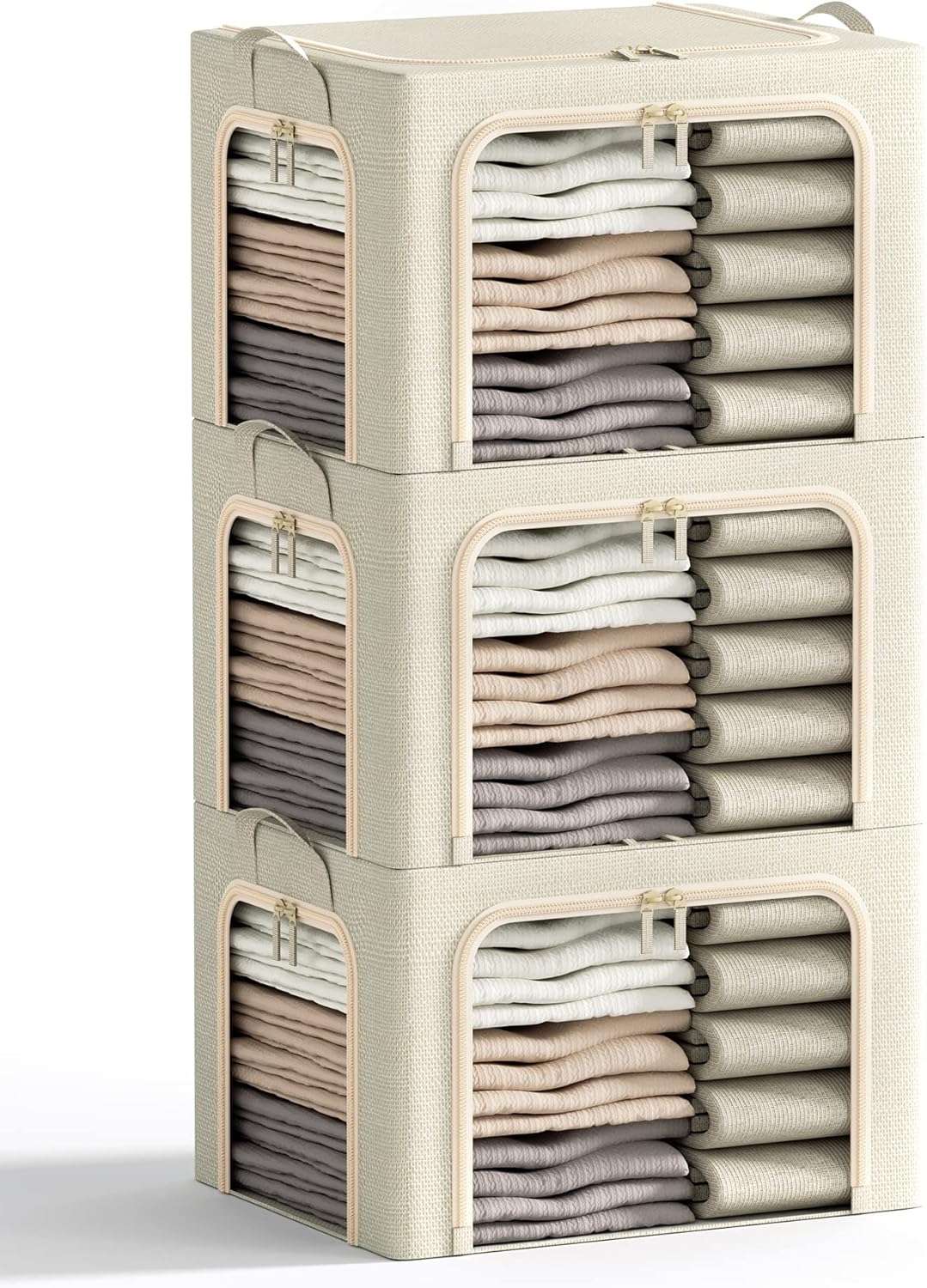 3 Openings Clothes Storage Bins with Metal Frame for Organizing