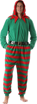 Mens Holiday Onesie Microfleece for Men - Festive Hooded Jumpsuit
