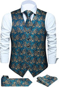 FAIMO Men's Suit Vests Dress Waistcoat for Suit or Tuxedo - Paisley