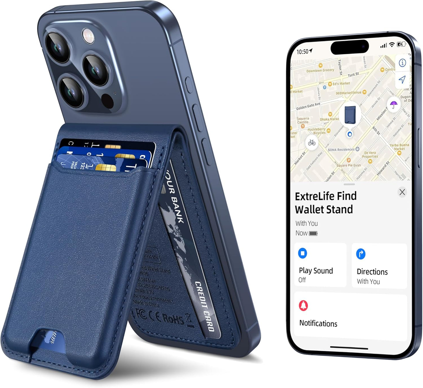 MagSafe Wallet with Find My Functionality and Adjustable Stand