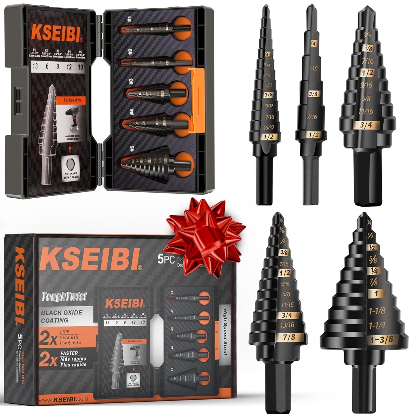 KSEIBI Industrial Grade Unibit 5-Pieces Step Drill Bits Set