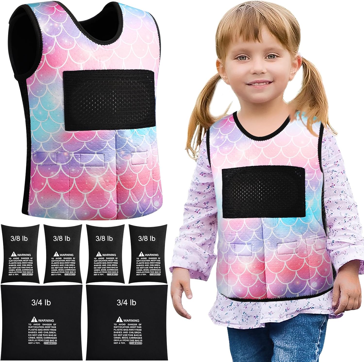 Janmercy Weighted Vest for Kids Adjustable Compression Vest