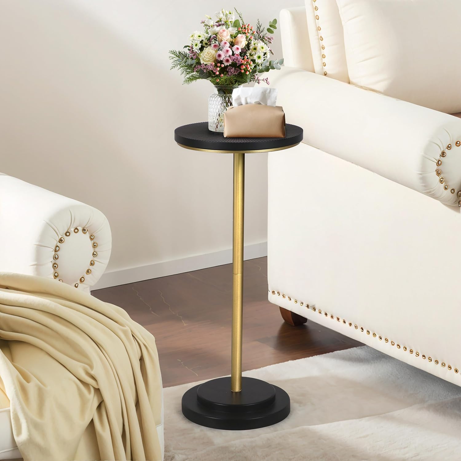 Small Round Pedestal Side Table Set of 2 for Living Room