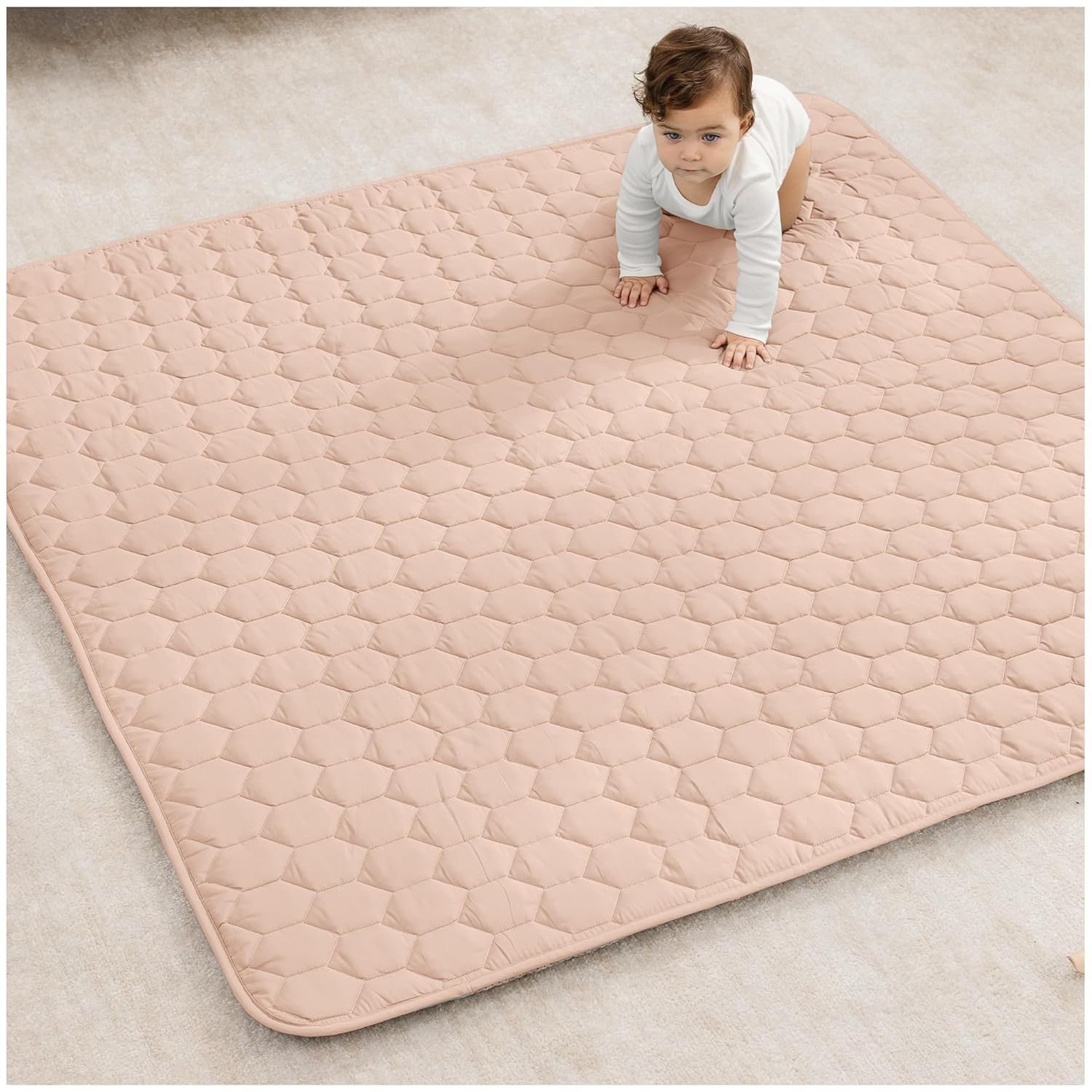 Comfy Cubs Square Kids Play Mat - Soft Quilted Baby Floor Mat