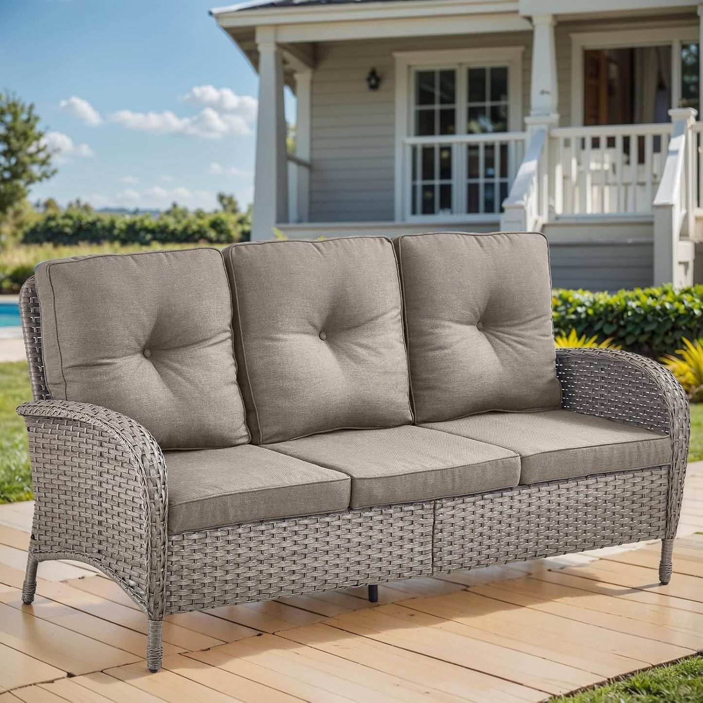 HUMMUH Outdoor Patio Couch with Thick Cushions for Comfort
