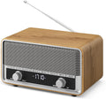 Retro AM FM Digital Clock Radio with Bluetooth Speaker - Wooden Style