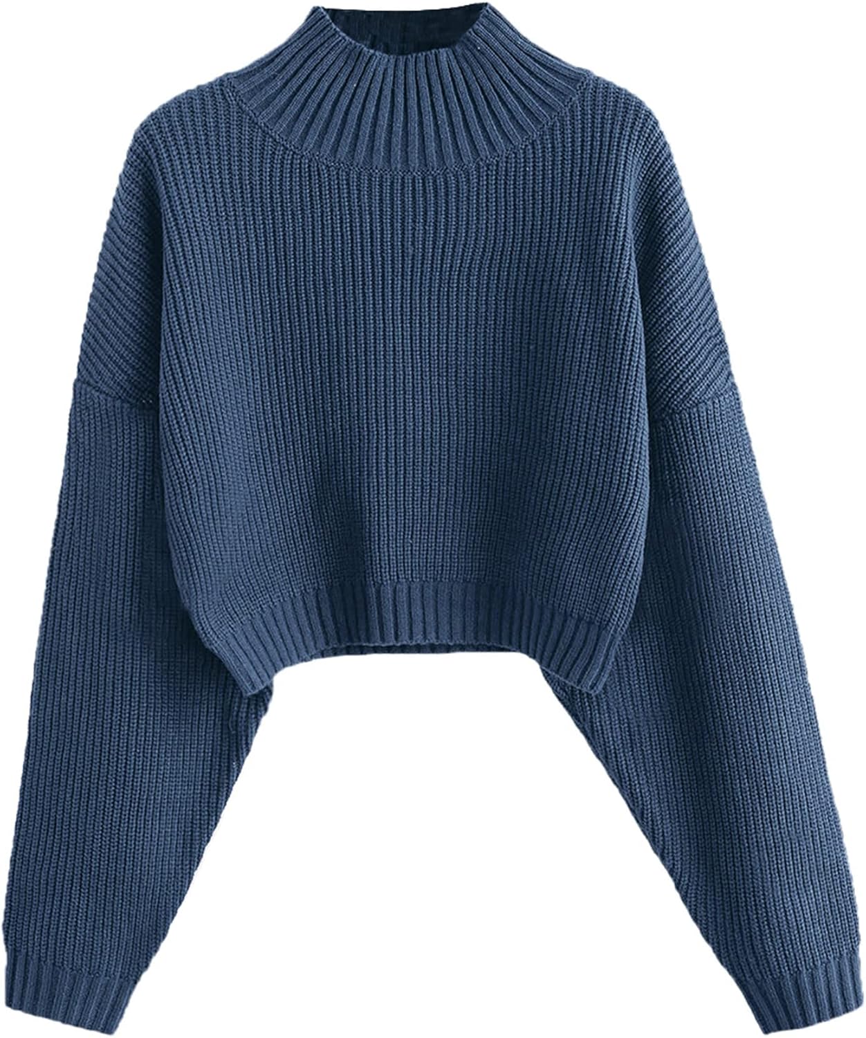Cropped Turtleneck Sweater for Women - Stylish Lantern Sleeve Knit