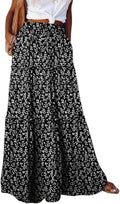 Happy Sailed Womens Boho Floral Maxi Skirt - Elastic High Waist