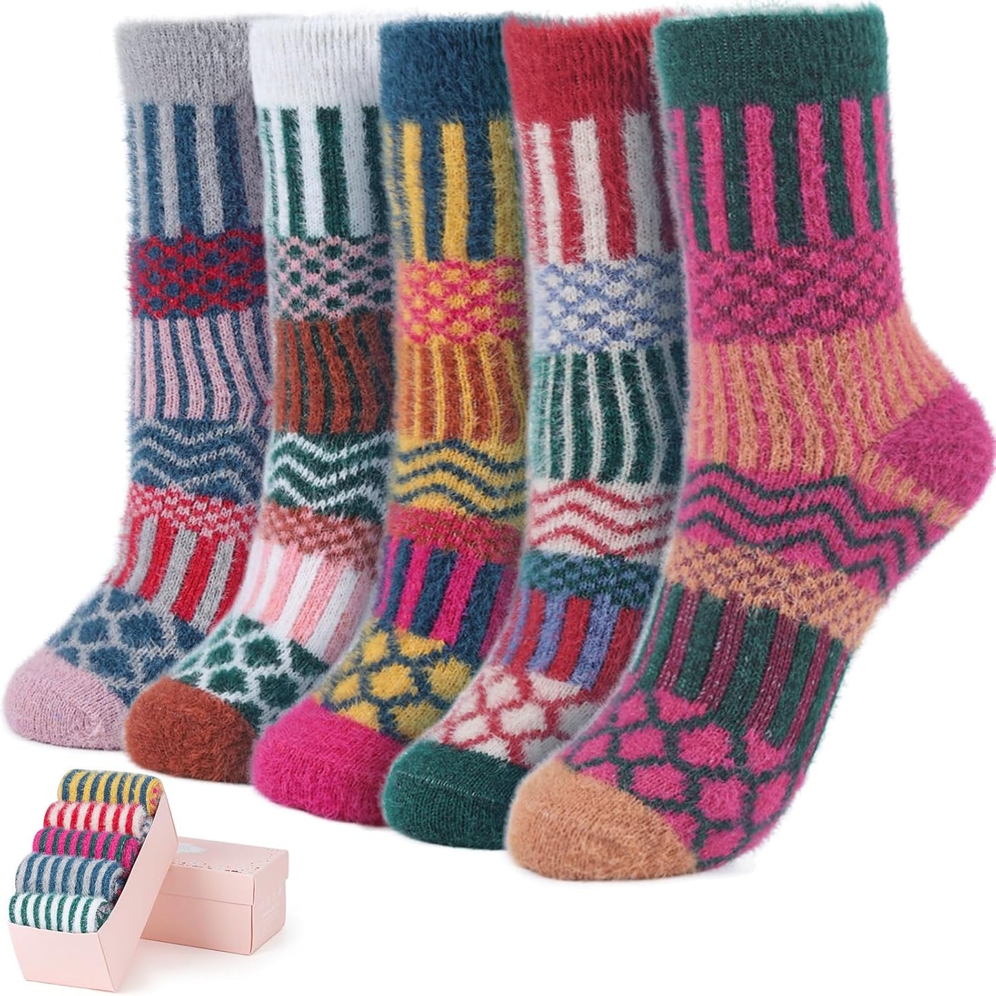 ICEIVY Fuzzy Cozy Socks for Women - Warm Soft Winter Socks