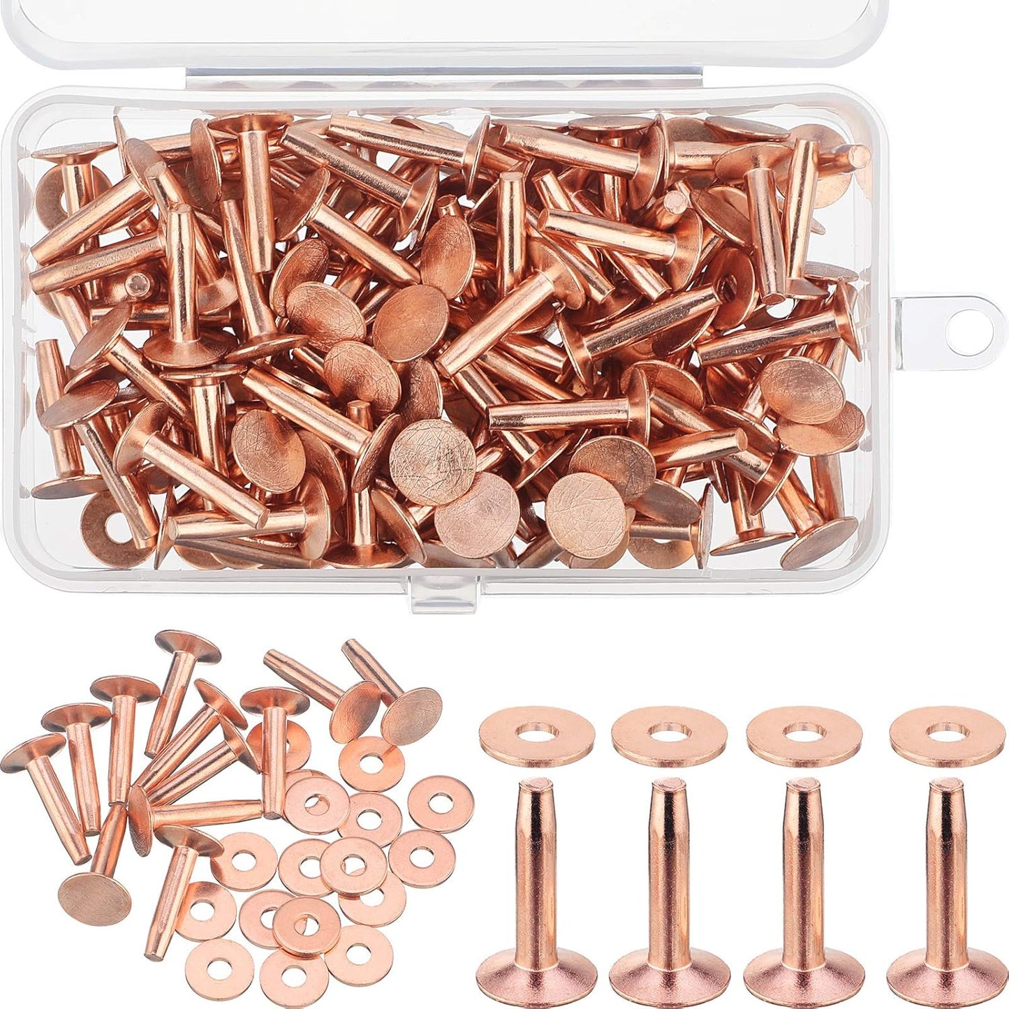 Ripeng Copper Rivets and Burrs Washers for Leather DIY Crafts