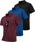 ZITY 3 Pack Polo Shirts for Men - Moisture Wicking Casual Summer